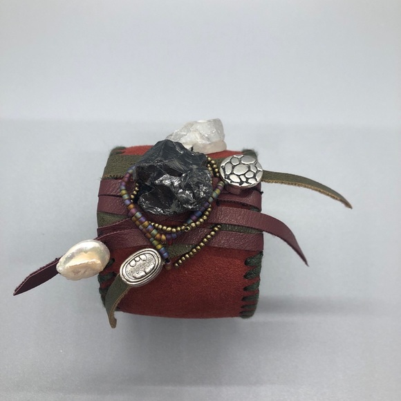 Handmade Bohemian Suede Cuff Bracelet - Picture 4 of 8